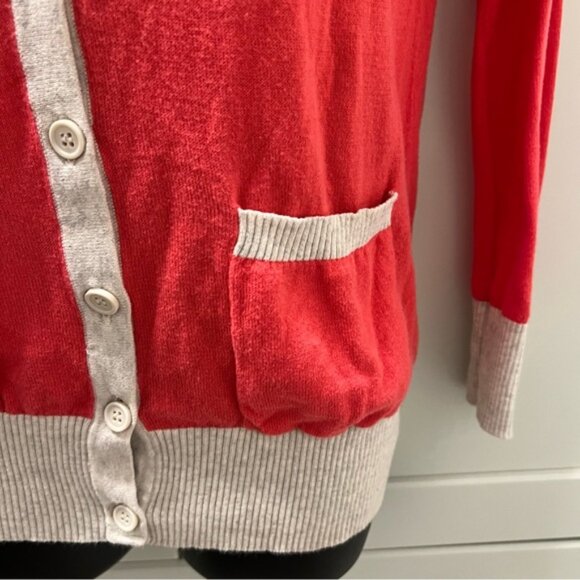 Vintage FOREVER 21 100% Cotton Coral Orange Pink Cardigan Sweater Size Small - Picture 6 of 10